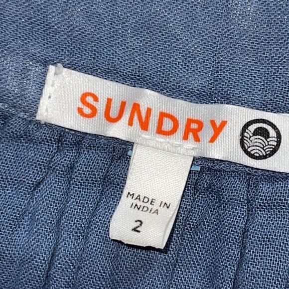 Sundry Dress Womens size M Slip tiered Maxi pigment Navy Minimalist Boho Cotton - Picture 8 of 11